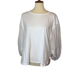 Bright White Lightweight Cotton Puffy Sleeved Tee